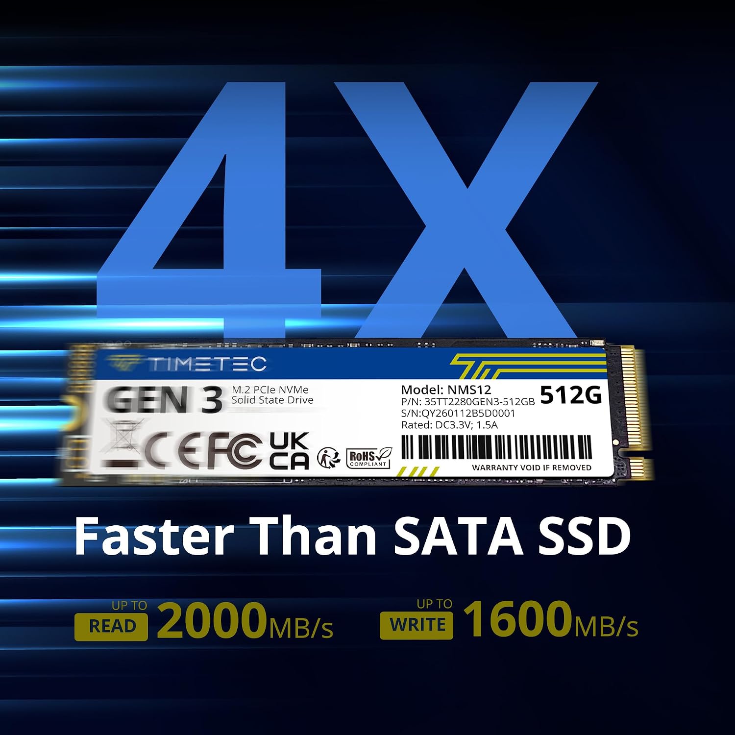 Timetec 1TB SSD NVMe PCIe Gen3x4 8Gb/s M.2 2280 3D NAND High Performance SLC Cache Read/Write Speed Up to 2, 000/1