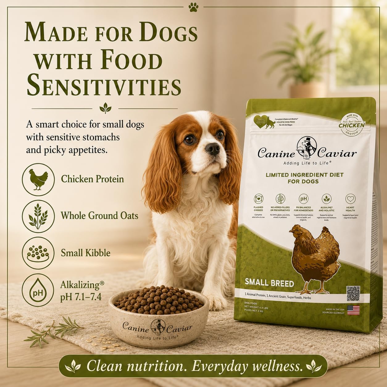 Canine Caviar - Open Range: Water Buffalo & Chickpea Alkaline Dry Dog Food, Limited Ingredients, Gluten-Free, Based on Science & Research, Veterinary Alternative Diet (22 Pound Bag)