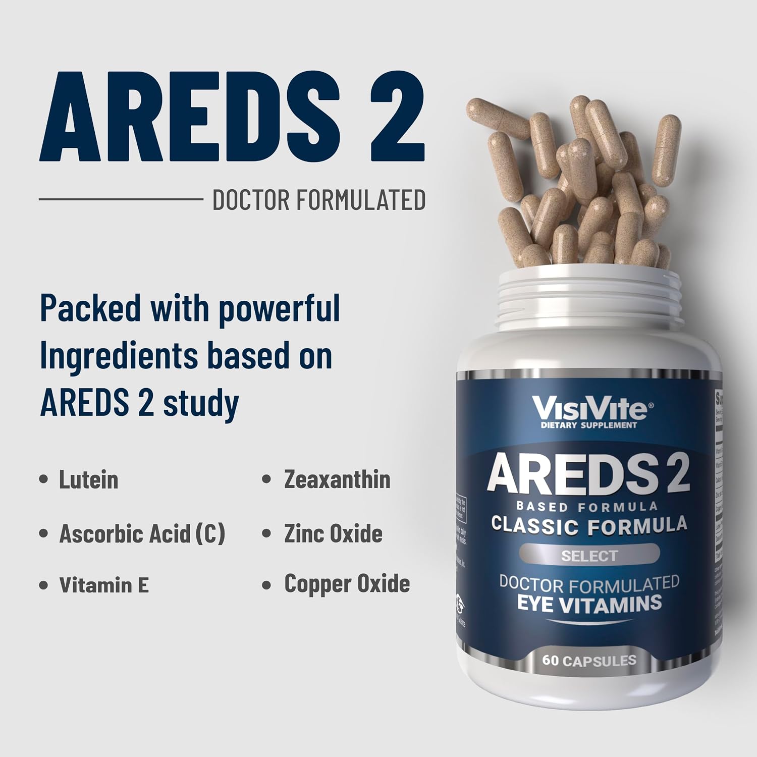 VisiVite Doctor Formulated AREDS 2 Select Eye Vitamins, 60 Capsules | Macular Support Formula