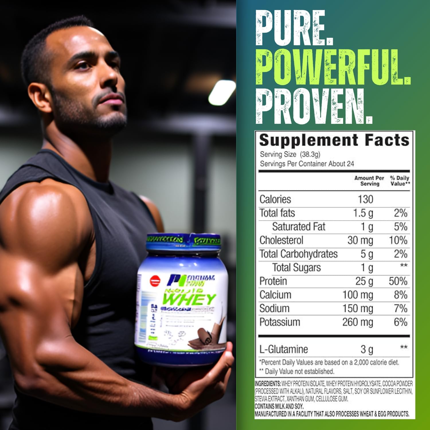PERFORMANCE INSPIRED Isolate Whey Protein Powder – Vanilla – 25G – 2lb | All Natural - Fast Absorbing - Added L-Glutamine - Contains BCAAs