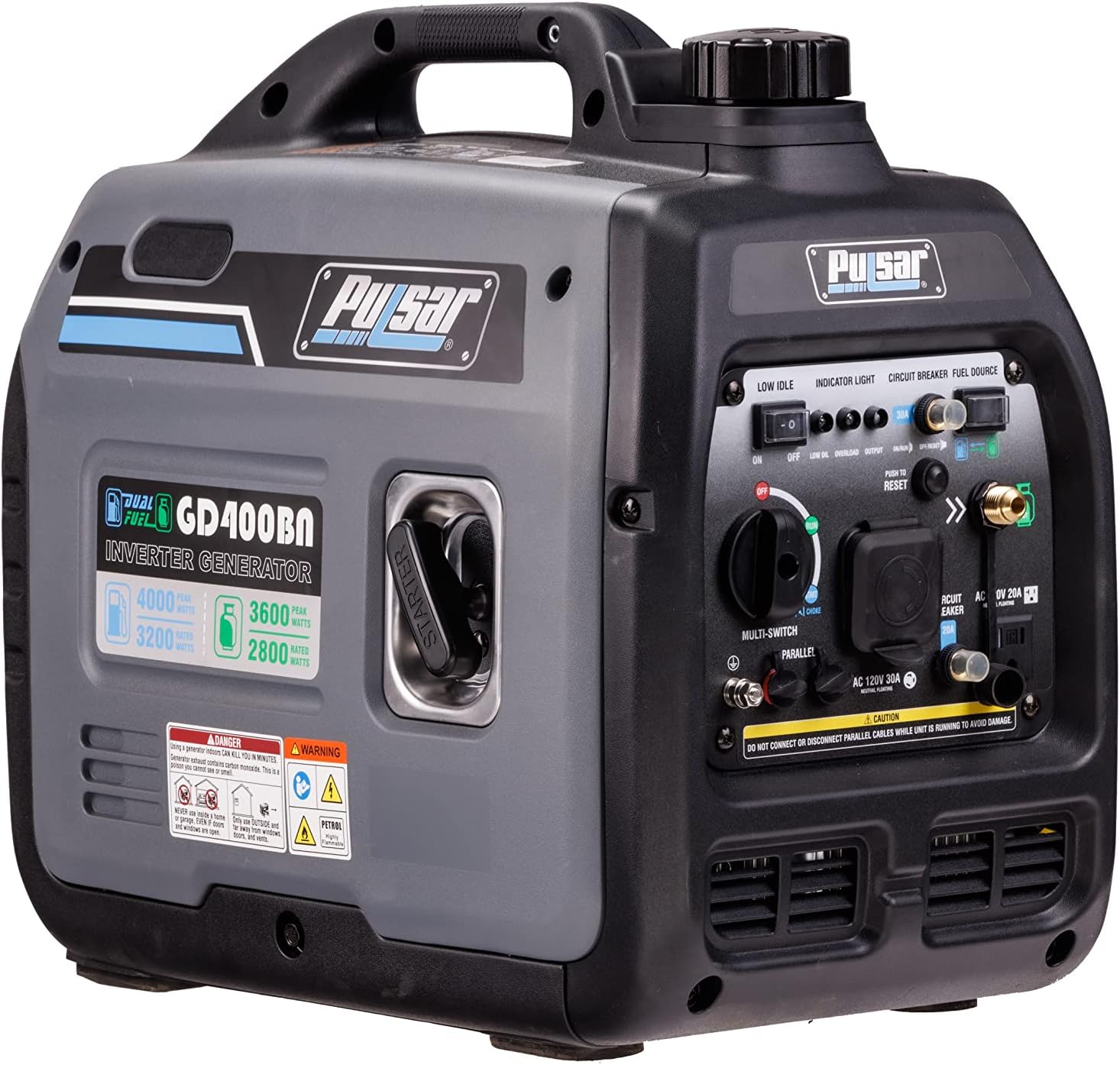 Pulsar 2,300W Portable Gas-Powered Quiet Inverter Generator With USB Outlet & Parallel Capability, Carb Compliant, G2319N