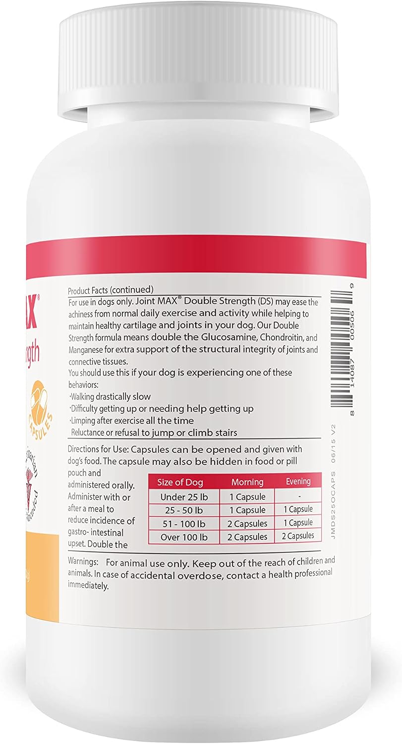 Double Strength (DS) Capsules for Dogs, Glucosamine, Chondroitin, Vitamins and Antioxidants