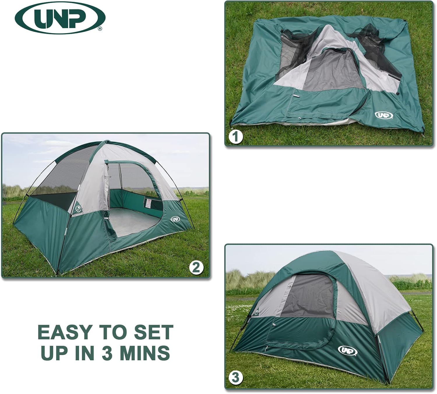 Camping Tent 2-4 Person, Waterproof Windproof Tent with Rainfly Easy Set up-Portable Dome Tents for Camping…