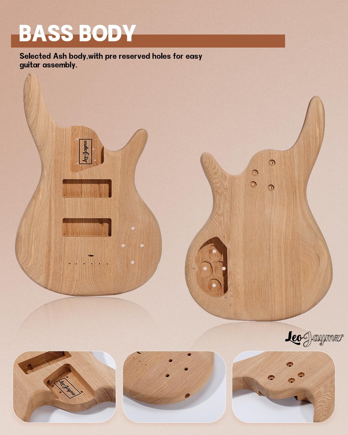 Leo Jaymz DIY Electric Bass Guitar Kit Mahogany Body Maple Neck (AX)
