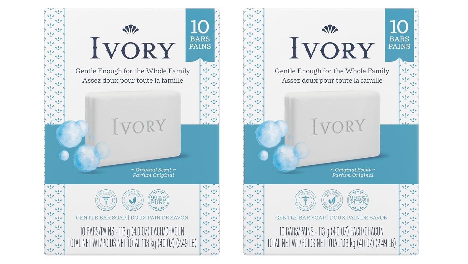 Ivory Clean Original Bar Soap, 4 Ounce, 10 Count (Pack of 2) Total 20 Bars