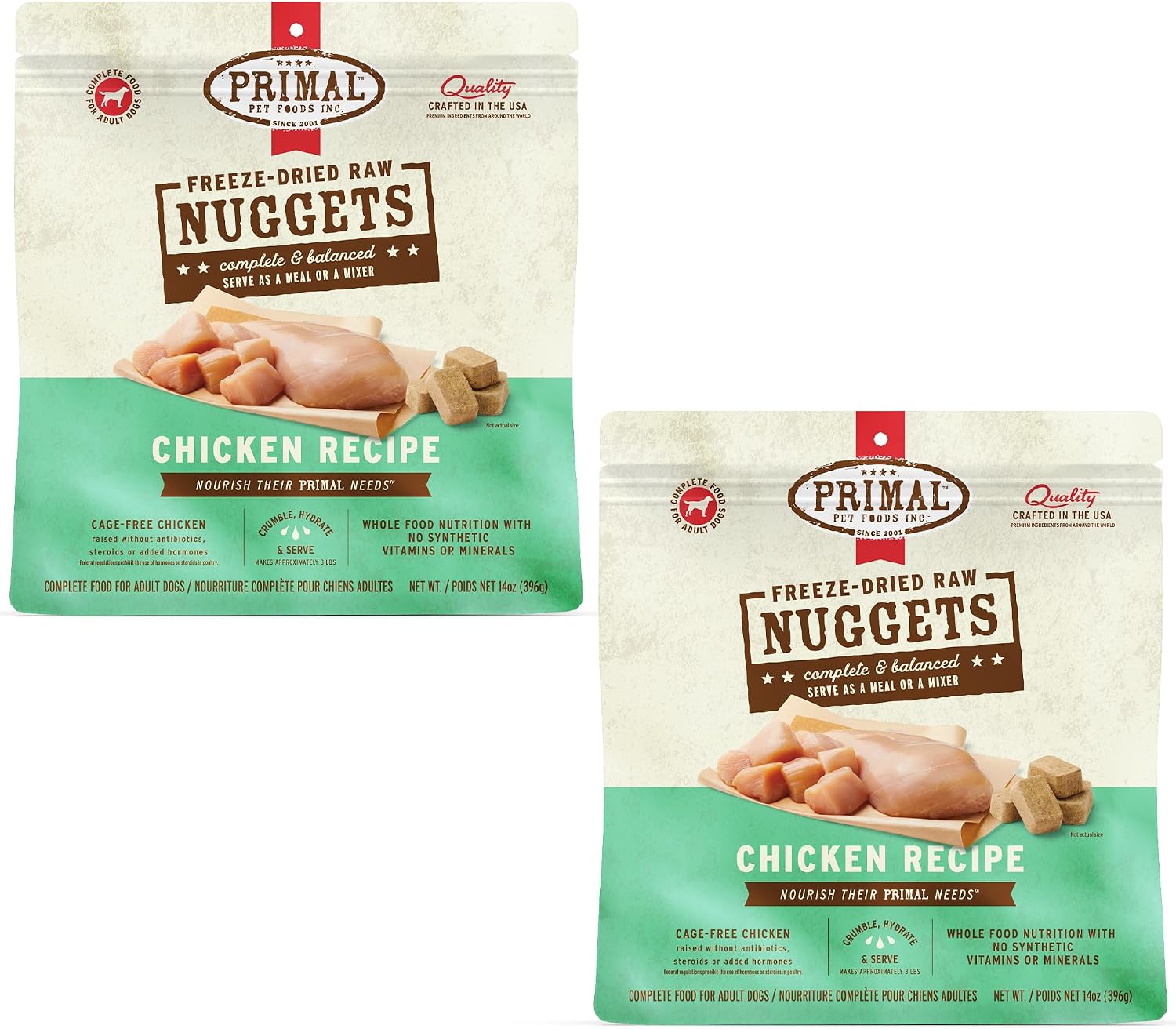 Primal Freeze Dried Raw Dog Food Nuggets, Beef, 14 oz | Complete & Balanced Nutrition, Meal, Topper or Treat, Grain-Free, High Protein, No Synthetic Vitamins & Minerals