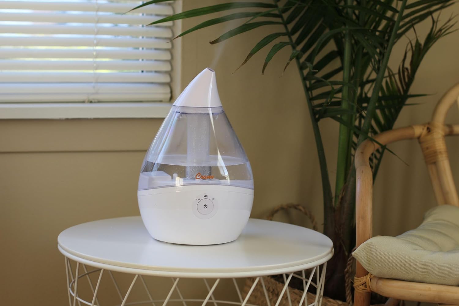 Crane Droplet Ultrasonic Small Air Humidifiers for Bedroom and Office, 0.5 Gallon Cool Mist Humidifier for Plants and Home, Humidifier Filters Optional, Blue and White