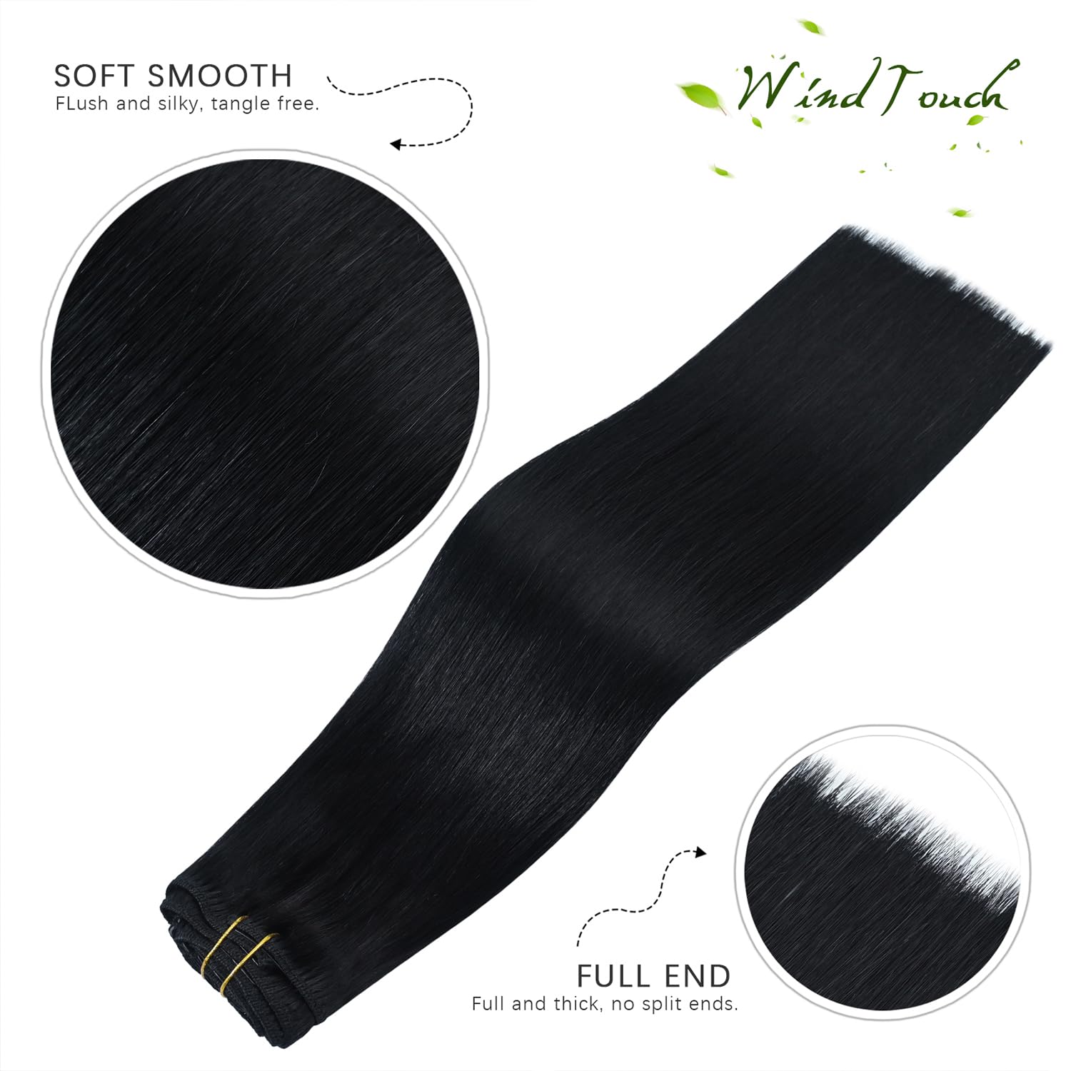 WindTouch Clip In Hair Extensions Human Hair Mixed Bleach Blonde 18Inch 75g Hair Extensions for Women Remy Blonde Extensions Clip in #18p613 7PCS