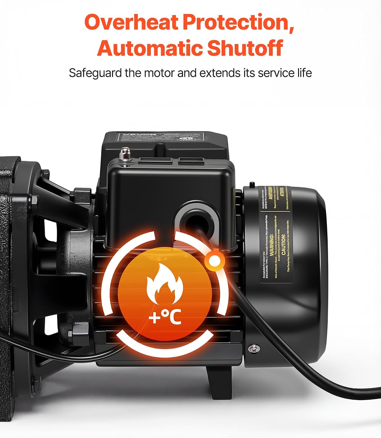 VEVOR 1/2 HP Shallow Well Jet Pump, AC 115/230 Volt, 790 GPH Dual Voltage Cast Iron Well Jet Pump, with 147 ft Max Head Lift, Automatic Pressure Switch, for Garden Irrigation Lawn Sprinkler System