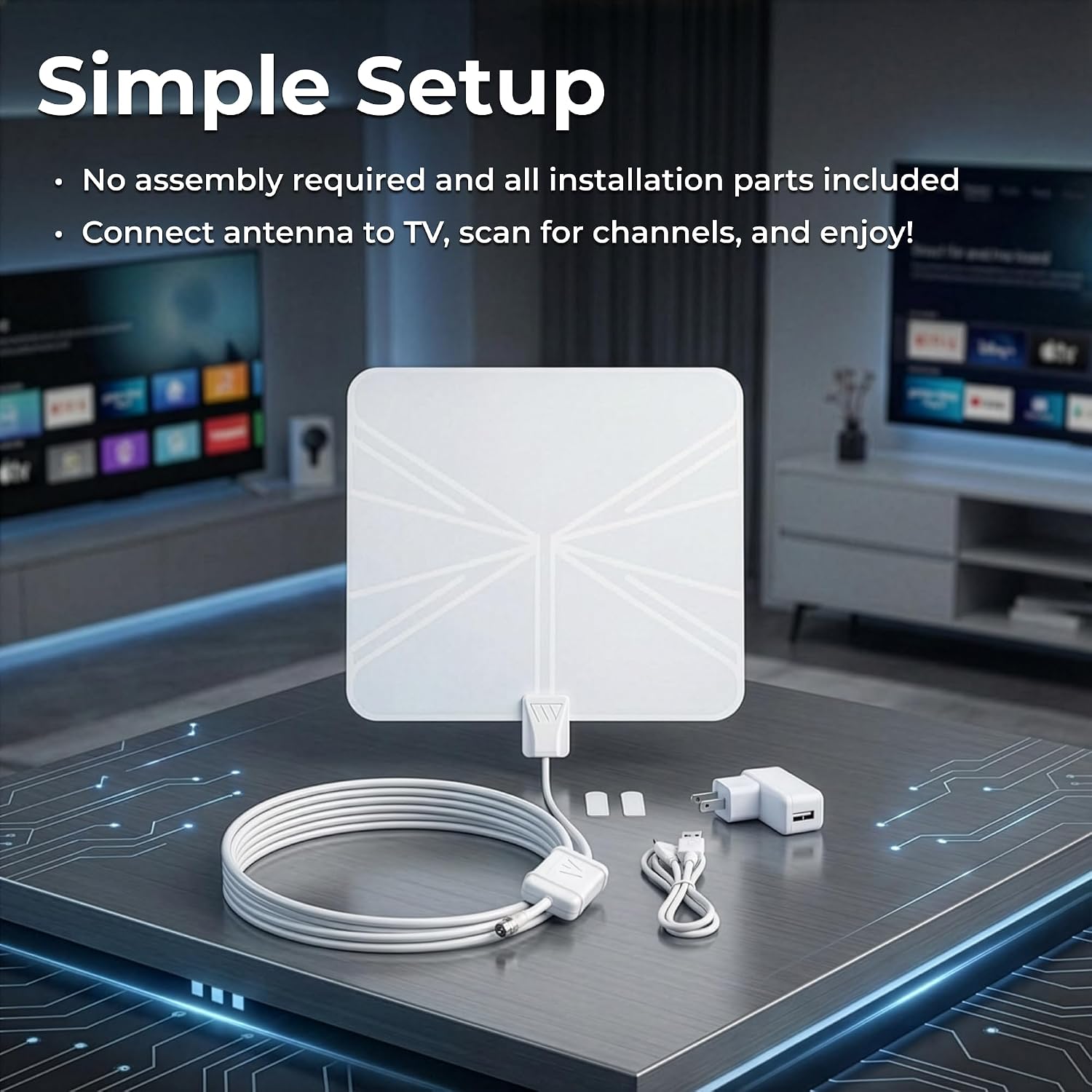 Winegard FL-5000 Indoor HD Antenna FlatWave - Non-Amplified VHF/UHF Indoor TV Antenna-Over-the-Air Reception-40 Mile Range-NextGen TV Compatible Ultra-Thin-Dual Color Easy Setup-For Metro Areas