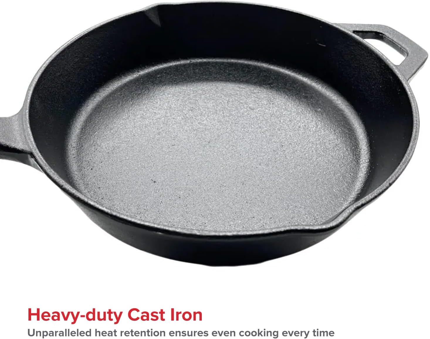 Nexgrill 10" Pre-Seasoned Cast Iron Skillet, Heavy-Duty Round Frying Pan | Offers 10" x 2.5", Contoured Handle, Hanging Loop, Side Notches, Heavy-Duty