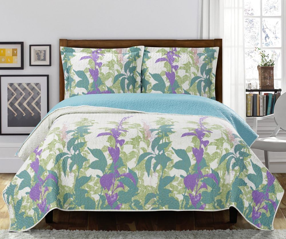 Royal Hotel Ayat Birds Oversized Coverlet Set Queen Size – Luxury Queen Quilt Bedspread, All Season Soft Filled Quilts