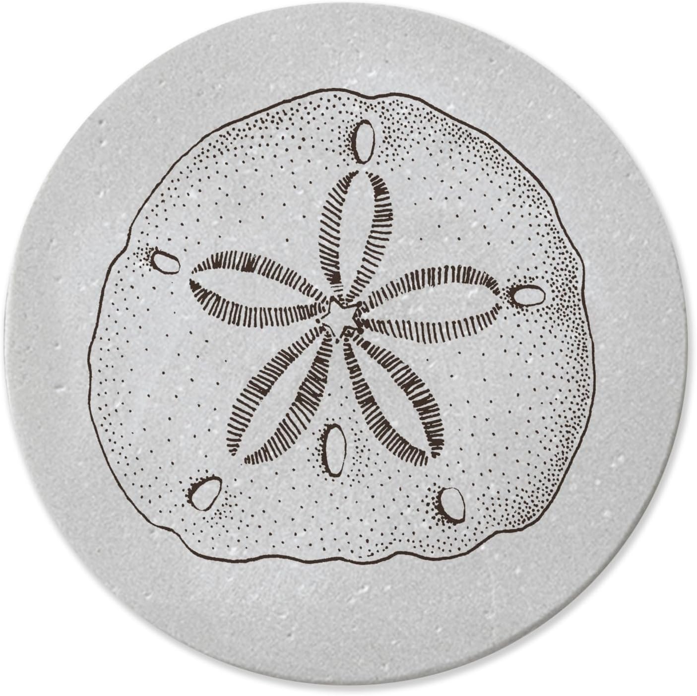 Thirstystone Sand Dollar Round Stone Coaster 4 Pack | Manufactured in the USA Decorative, Easily Wipes Clean