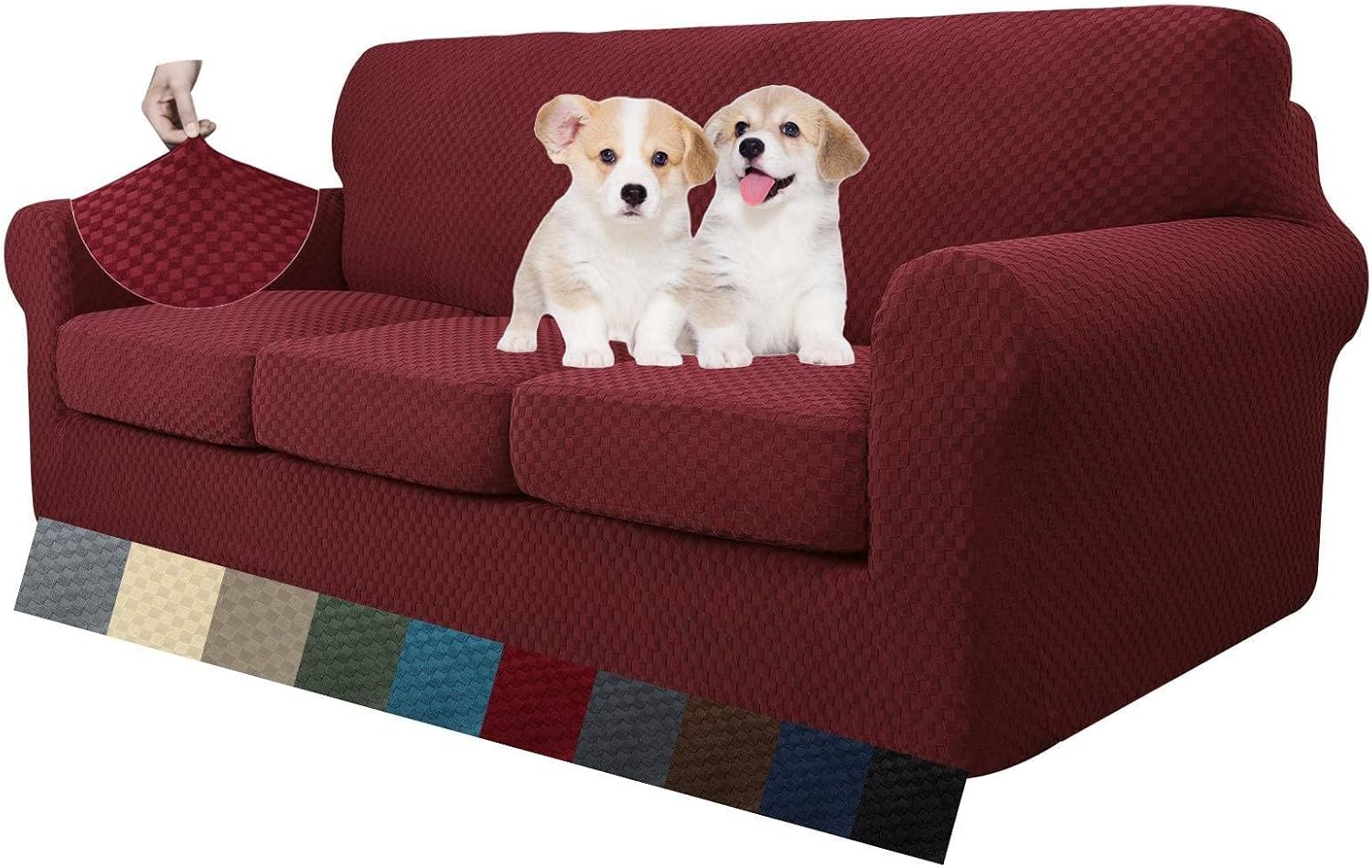 MAXIJIN Latest Recliner Slipcovers for Living Room 4 Pieces Stretch Jacquard Recliner Chair Cover Soft Fitted Recliner Protector with Elastic Bottom