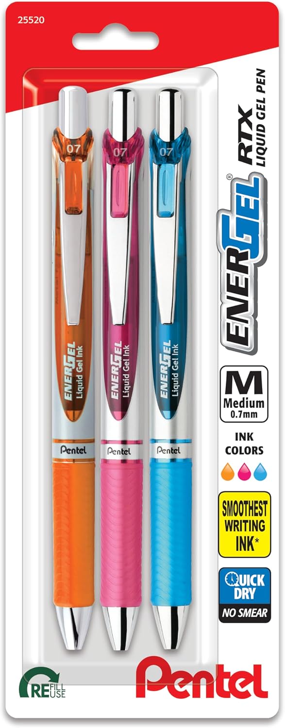 Pentel 756260 EnerGel RTX Retractable Gel Pens Medium