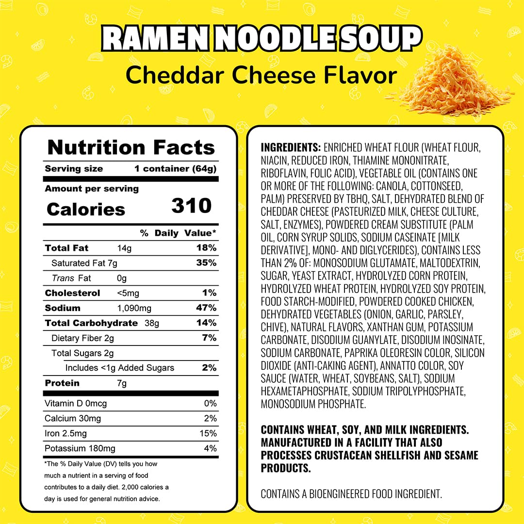 Maruchan Instant Lunch Ramen Noodles, Cheddar Cheese Flavor – Japanese-Style Instant Noodle Soup, Easy Meal Ready in 3 Minutes – 2.25 Oz. (12 Pack)