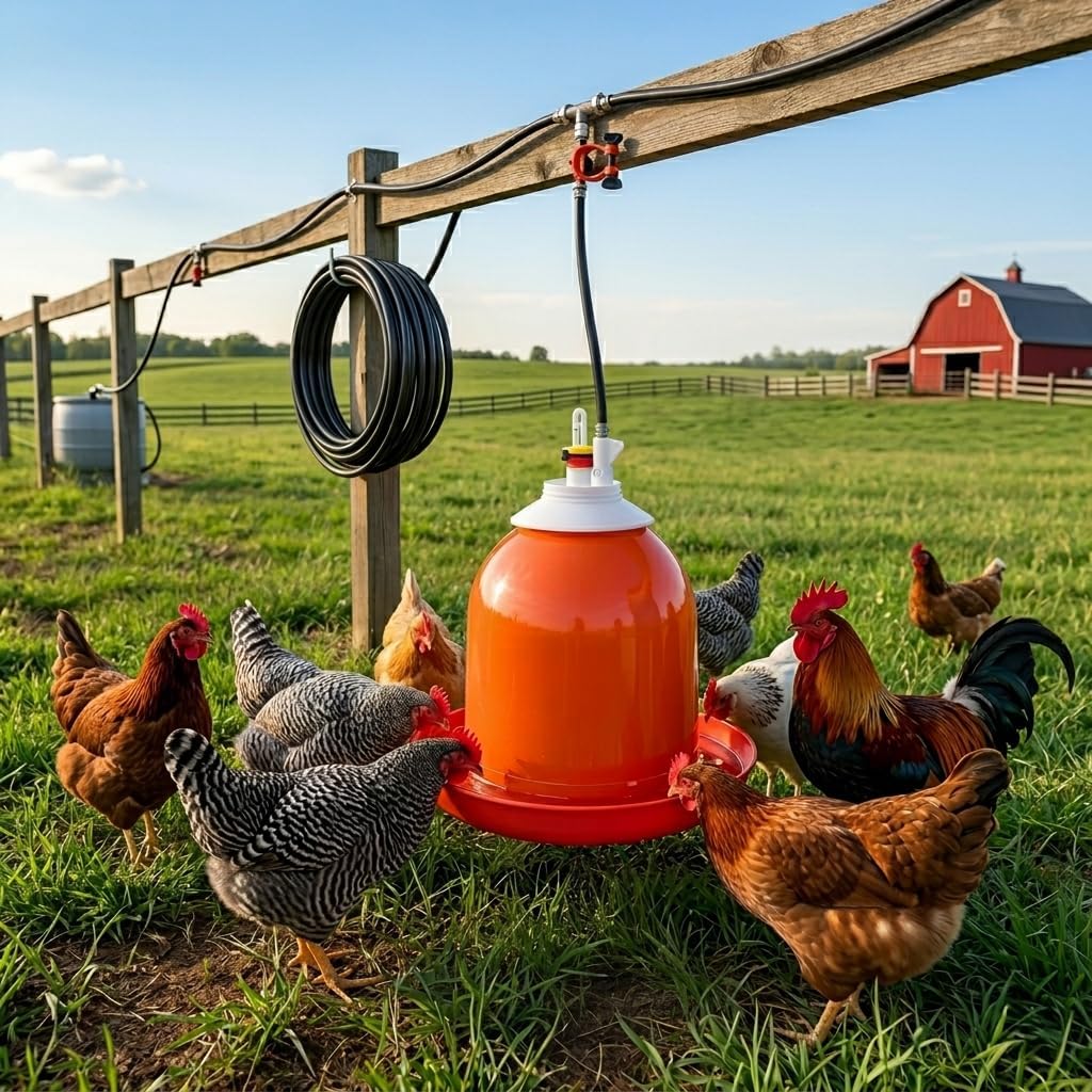 Bell-Matic Automatic Poultry Waterer – Gravity Feed Drinker | Automatic Gravity Flow System, Heavy-Duty Construction, Consistent Water Supply