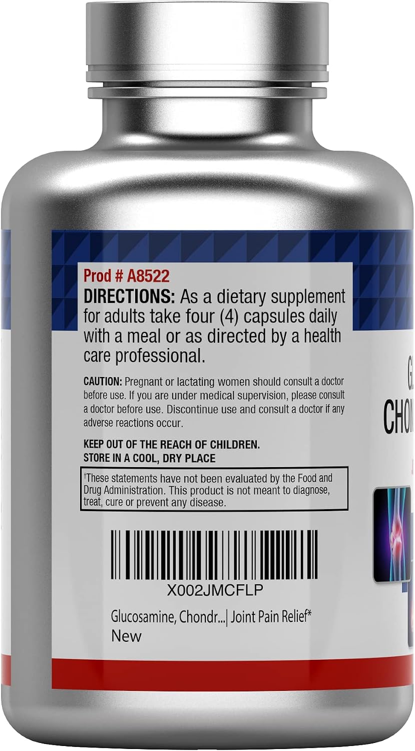 tnvitamins Glucosamine Chondroitin MSM Capsules, 240 Count | 4, 000 mg Per Serving | 2, 000 mg Glucosamine Sulfate 2KCl + 2