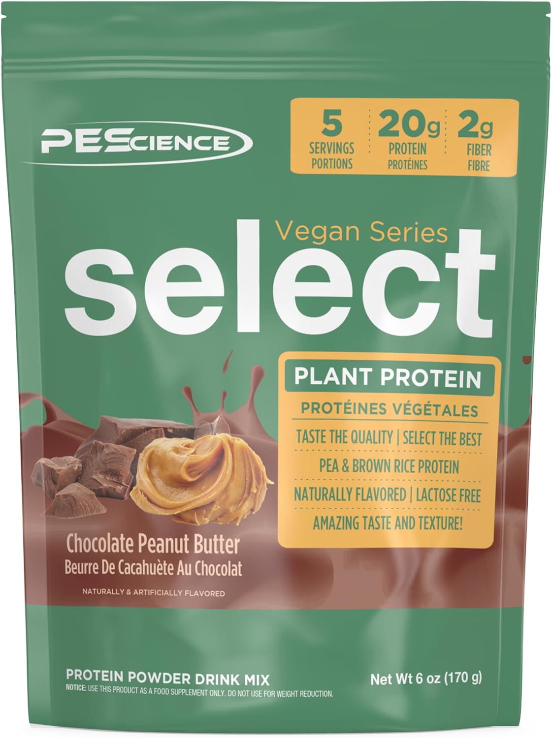 PEScience Select Vegan Protein Powder, Peanut Butter Delight, 27 Servings | Plant Based Protein Powder, Pea and Brown Rice Blend, Dairy Free, Lactose Free, Gluten Free