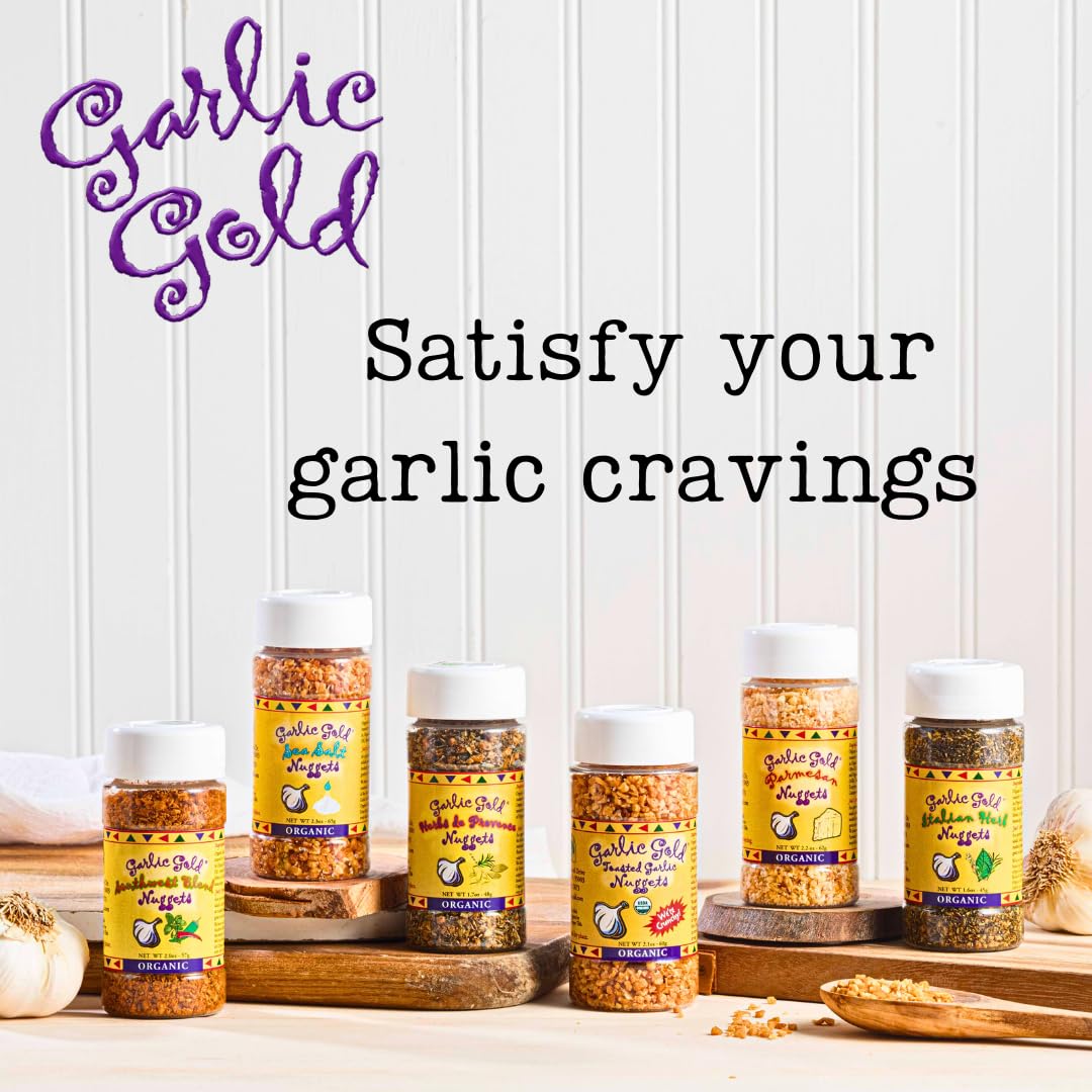 Garlic Gold Extra Virgin Olive Oil Infused with Garlic, Premium Certified USDA Organic, Low FODMAP, Cold Pressed (250 mL, 6 Pack) | 8.44 Fl Oz - 250 ml (6 Pack), First Cold Pressed, Hand Crafted, Artisanal, USDA Organic, Low FODMAP, Gluten Free