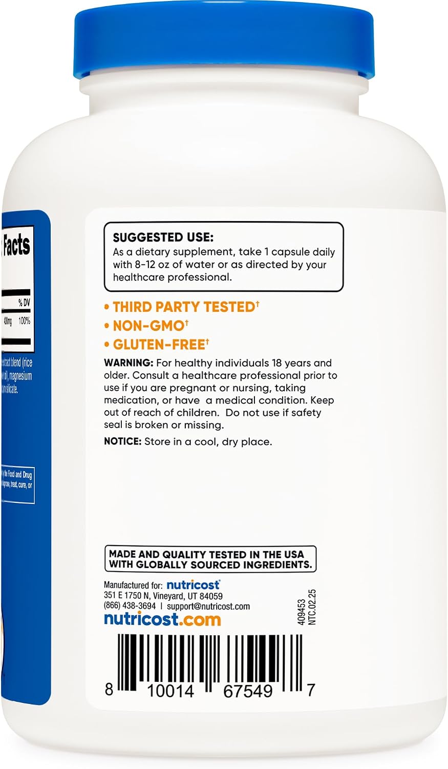 Nutricost Magnesium Oxide 750mg, 240 Capsules, 420mg of Magnesium, GMO-Free | Gluten Free