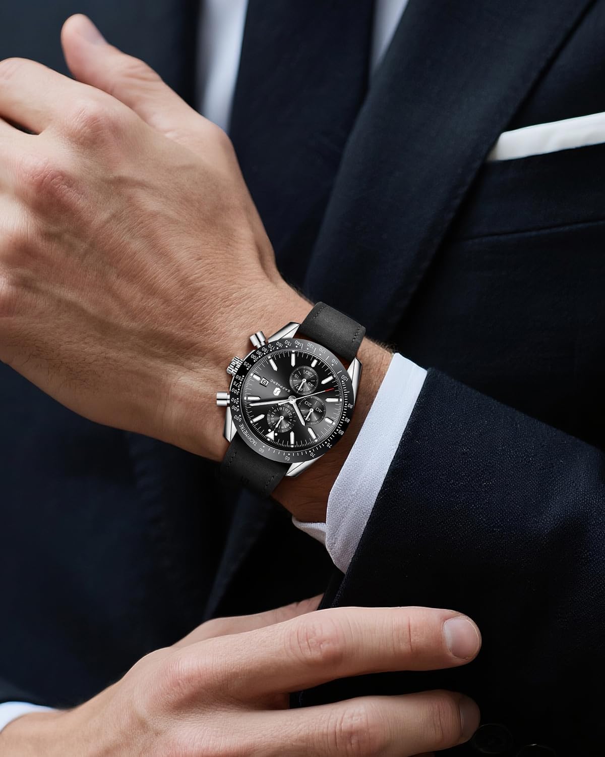 BENYAR Watch for Men Analog Quartz Chronograph Waterproof Luminous Designer Mens Wrist Watches Business Work Sport Casual Dress Watch with Silicone Strap Elegant Gifts for Men