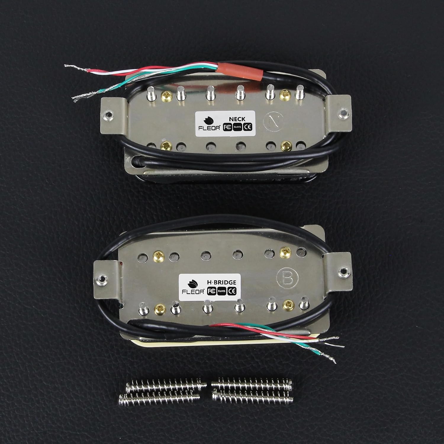 FLEOR Alnico 5 Guitar Pickup Double Coil Humbucker Pickups Neck and Bridge Set Black