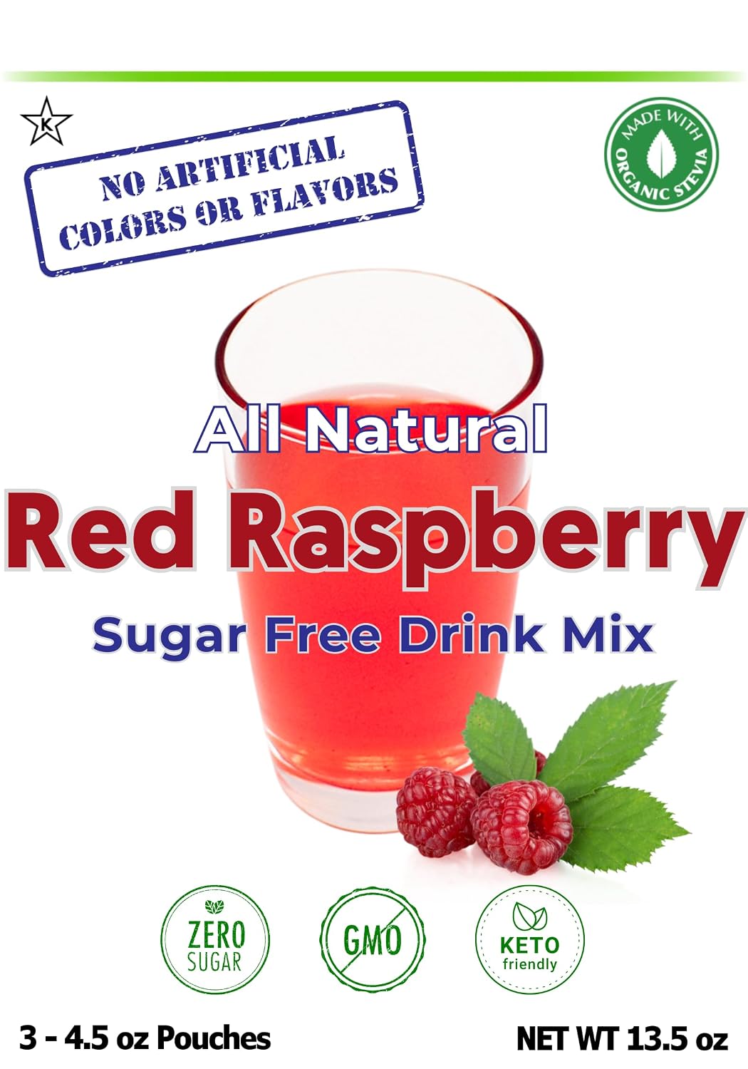 GramZero Raspberry Blush, Sugar Free Drink Mix, Pitcher Pack, Great For Nutrition Club Loaded Tea, Zero Calorie, Stevia Sweetened