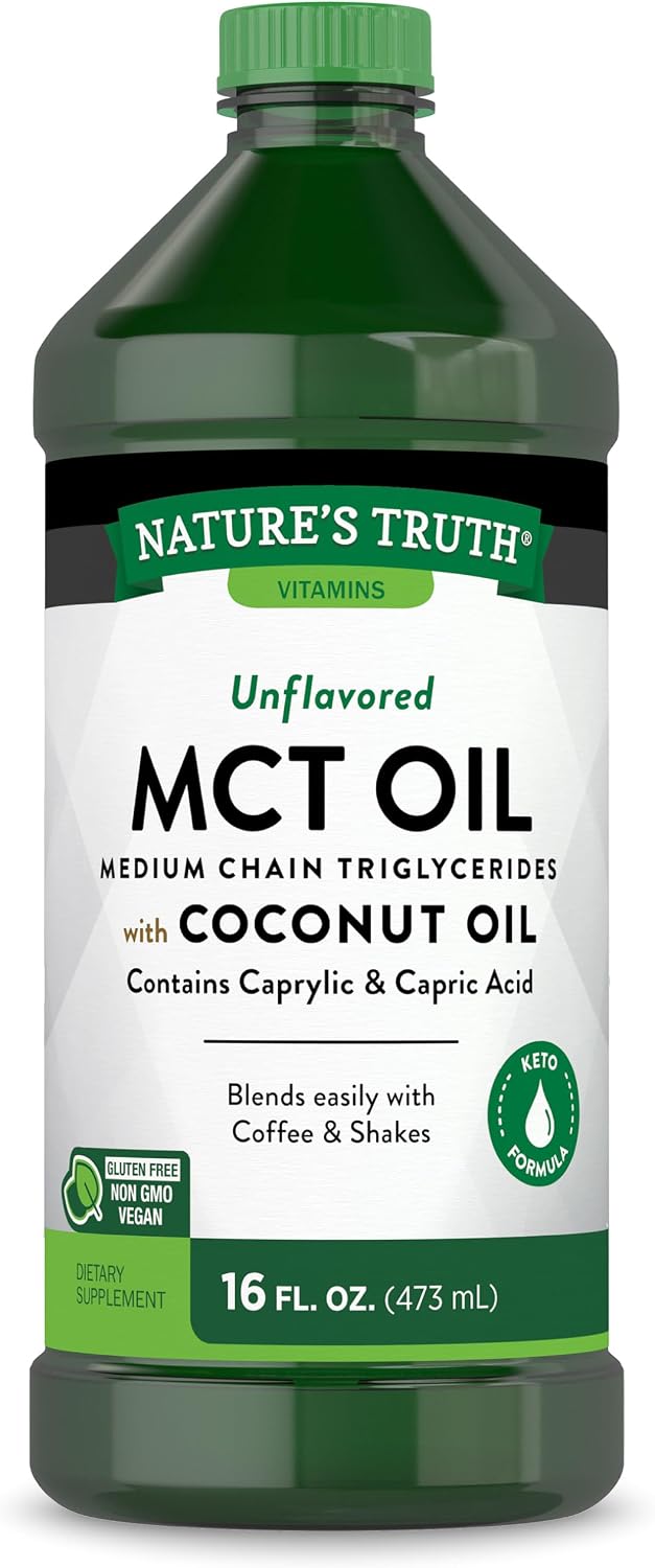 Nature's Truth MCT Oil | 16 fl. oz | Keto, Unflavored Formula | with Coconut Oil | Vegan, Non-GMO