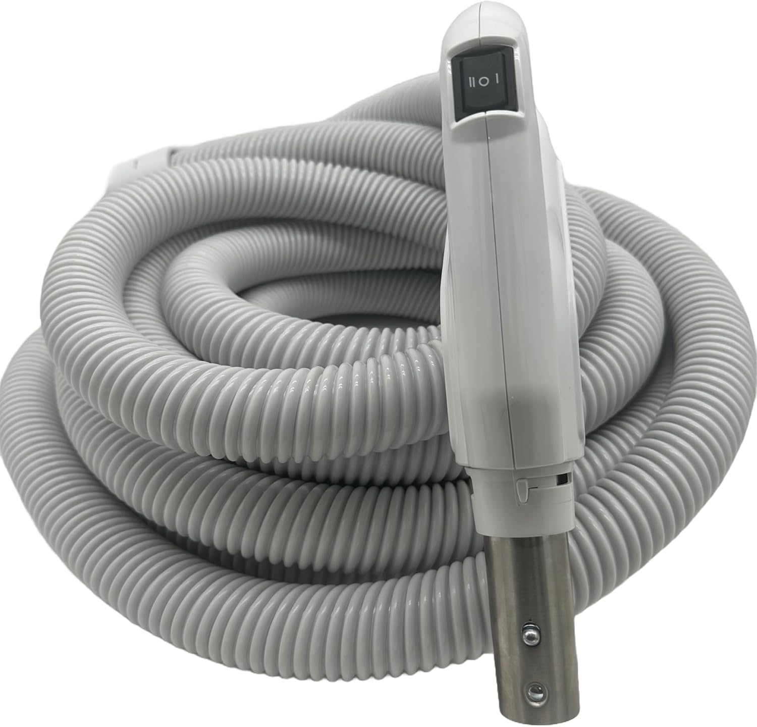 Universal Central Vacuum 30 ft High-Voltage Hose with Direct Connect Plug, ON-Off Switch Control at The Handle-Compatible with Most Inlets - Crushproof (30. Ft. Direct Connect)