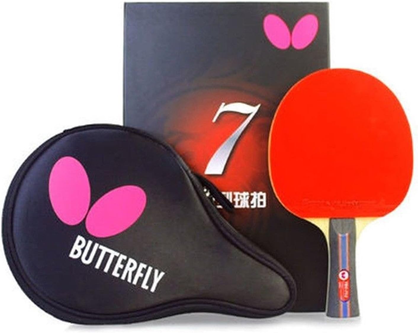 Butterfly B702FL Shakehand Table Tennis Racket | China Series | Powerful Carbon Blade and Rubber Combination with Racket Case | Recommended for