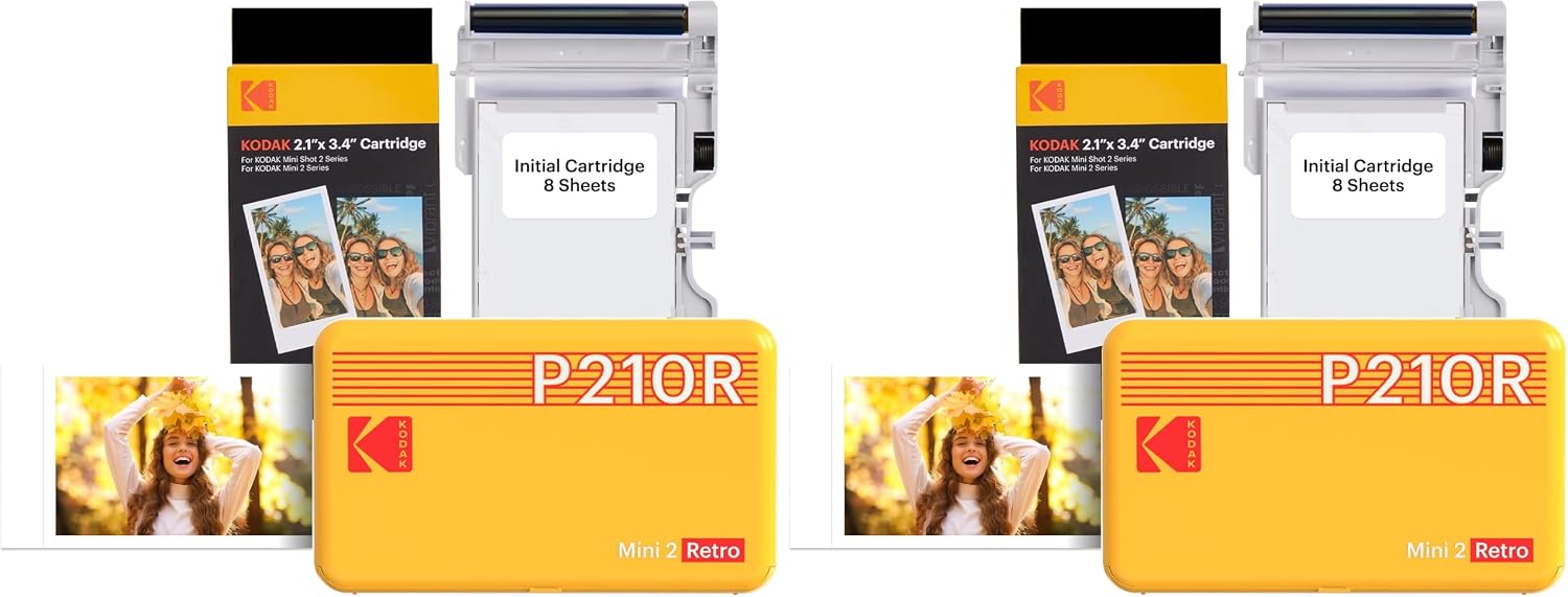 KODAK Mini 2 Retro 2x3 Portable Photo Printer, 4PASS, 38 Sheets, White