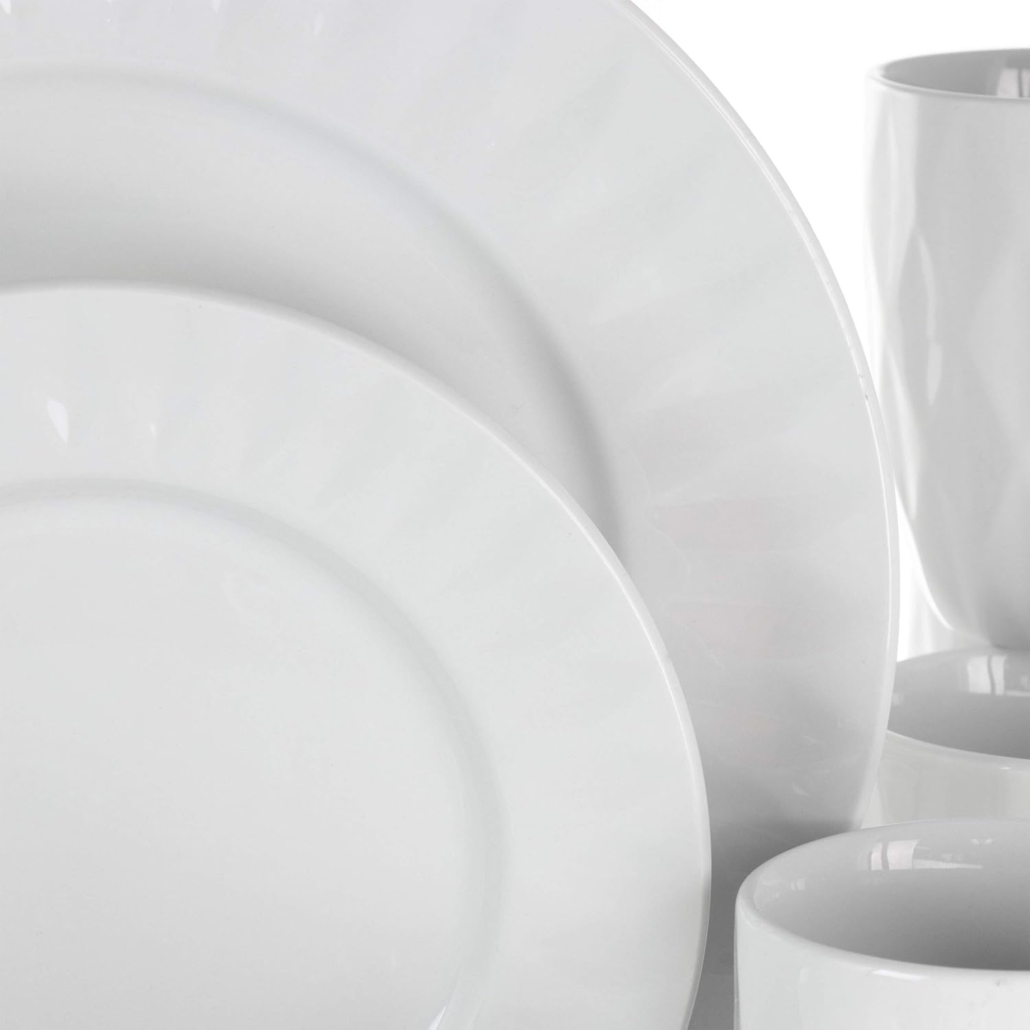 Elama White Porcelain Dish Dinnerware Set, 18 Piece, Newman