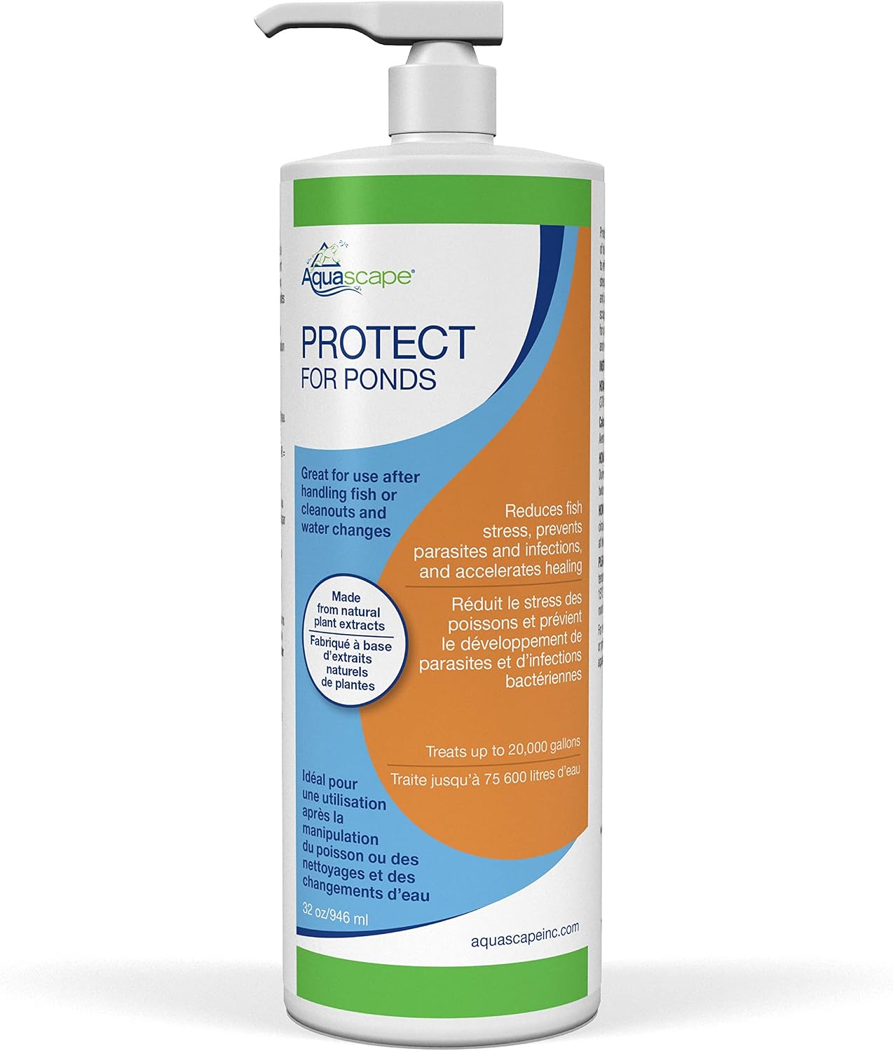 Aquascape Protect Water Treatment Koi and Fish Ponds, All-Natural Formulation Effectively Reduces Fish Stress and Promotes Fish Health | 4 (32-Ounces)