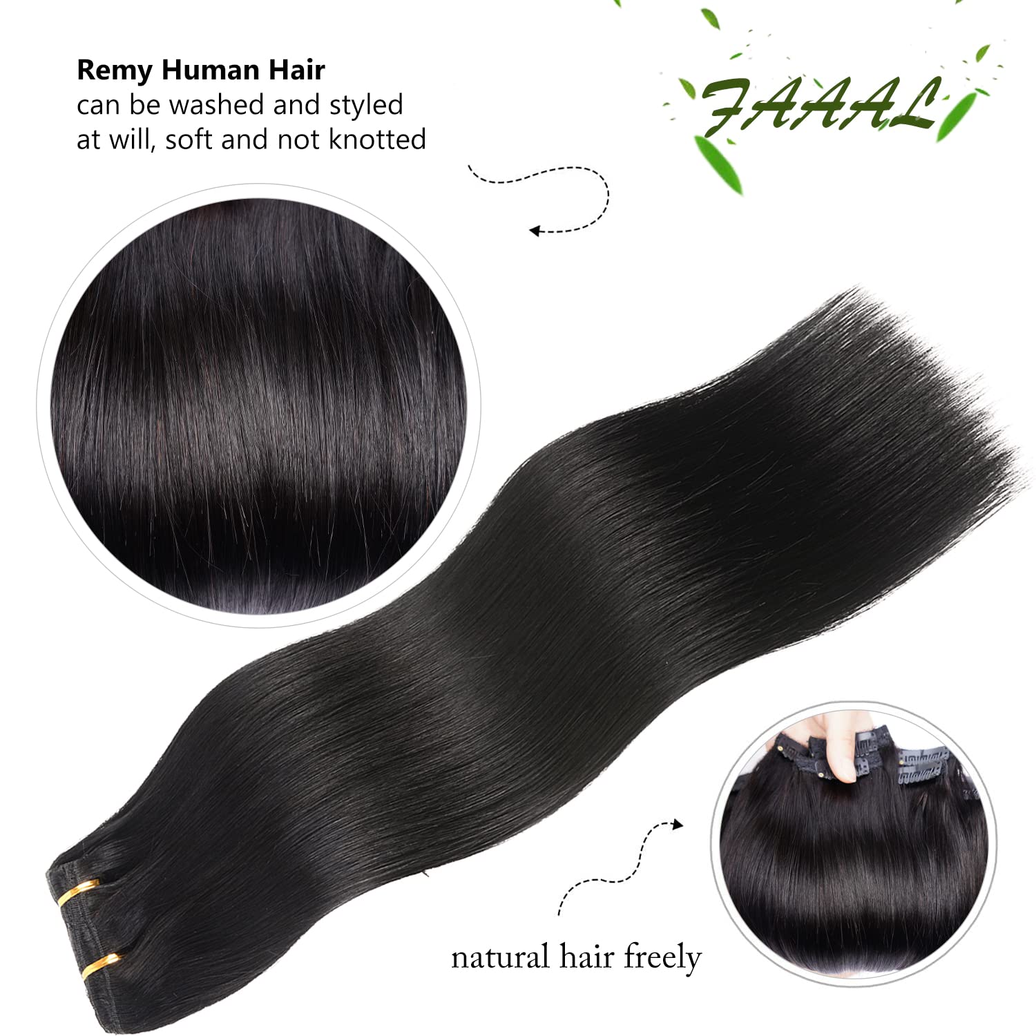 22" Clip in Human Hair Extensions Full Head 200g 10 Pieces 22 Clips Light Brown Double Weft Brazilian Real Remy Hair Extensions Thick Straight (22"