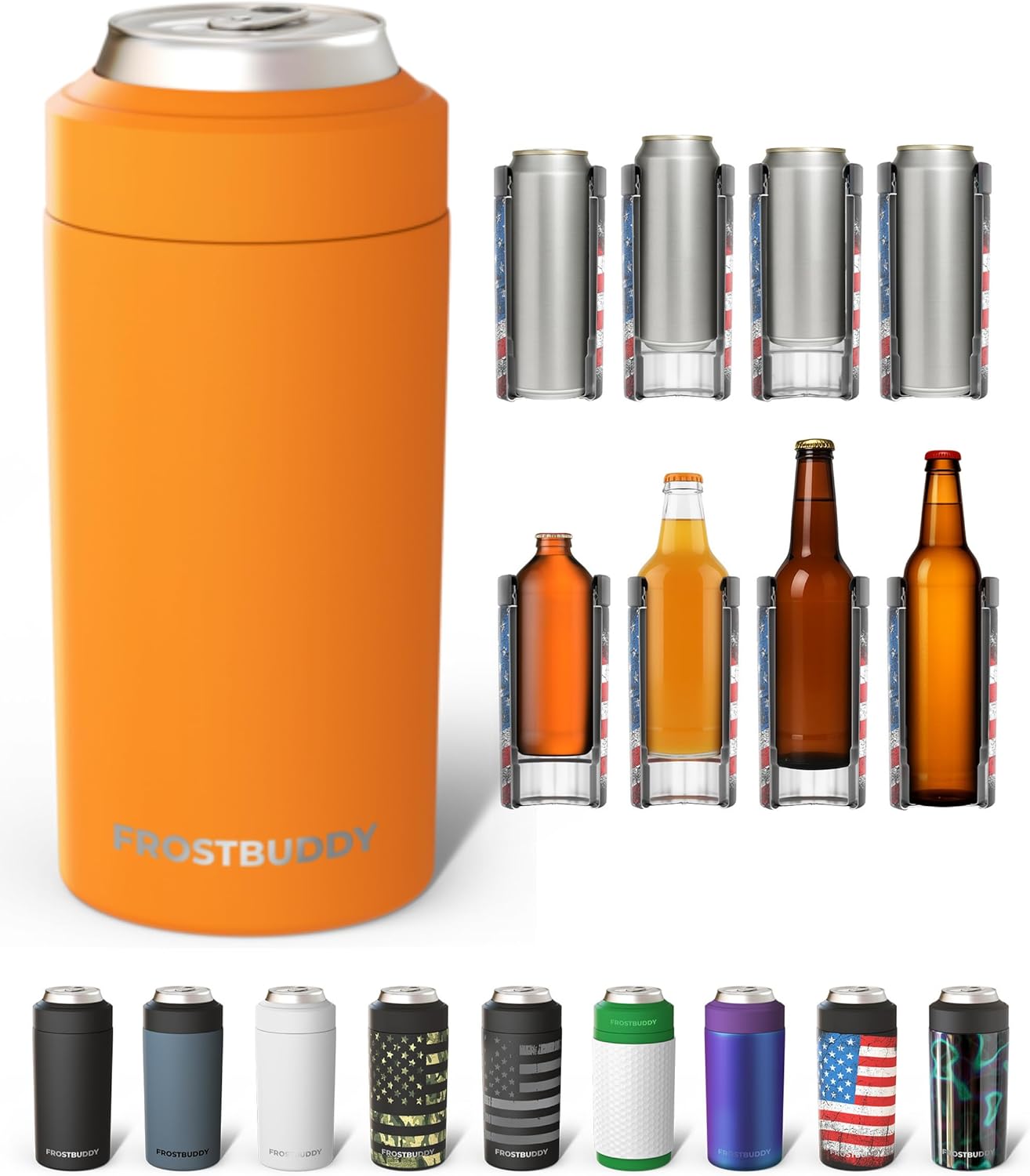 Frost Buddy Universal Can Cooler - Fits Slim Cans, 12 & 16oz (MatteBlack)