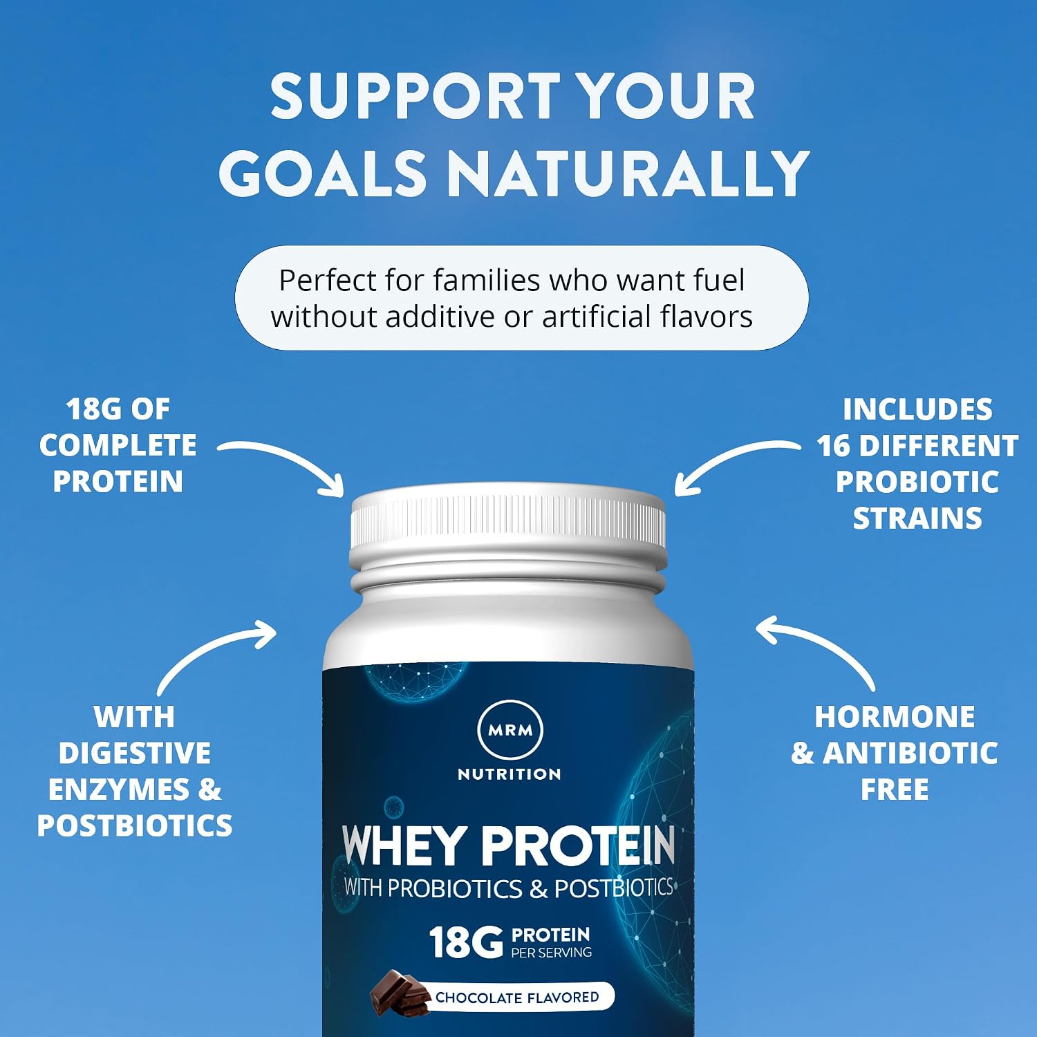 MRM Nutrition Whey Protein - Vanilla Flavored, BCAAs - 34 Servings | Microfiltered Whey Protein Isolate & Concentrate, 16 Different Probiotic Strains, & Digestive Enzymes, Gluten Free