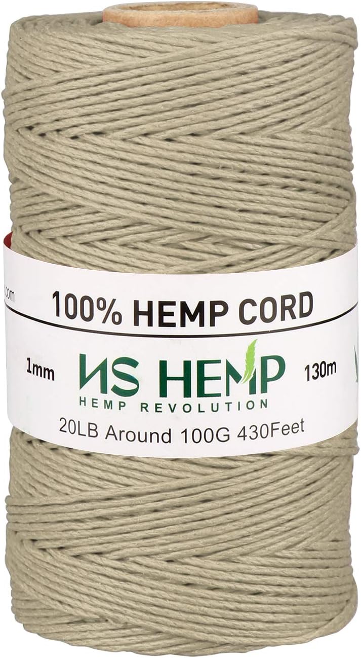 【 NS HEMP 】 Sustainable Hemp Twine Hemp Cord for Jewelry Making, Hemp Cord 1mm 130 Meters (026 RAW)