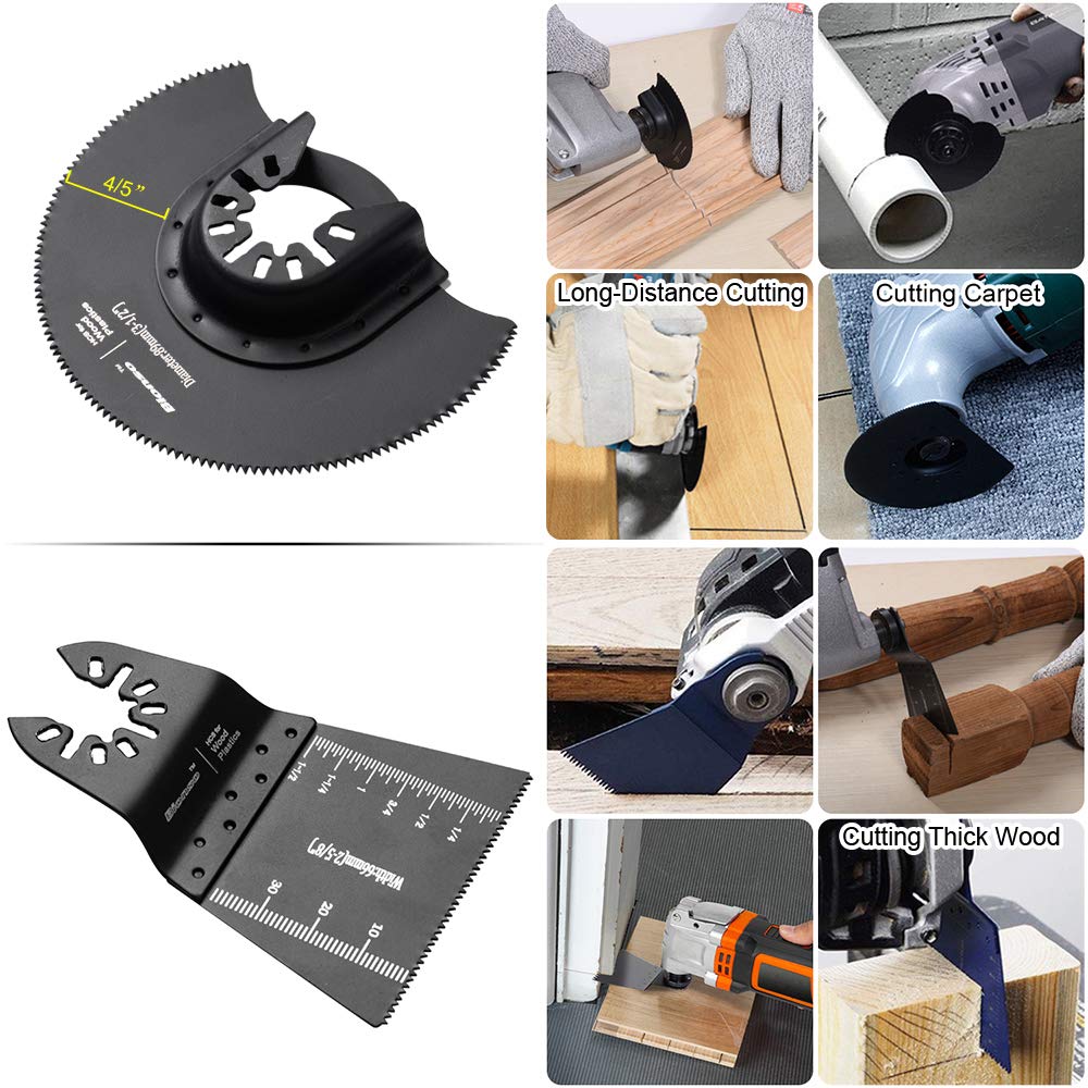 Bionso 40 PCS Oscillating Saw Blades, Premium Multitool Kit for Wood Metal Plastics, Tool Blades Fit Dewalt Worx Rockwell Wen Milwaukee Makita Ryobi Bosch Fein Porter Genesis Black