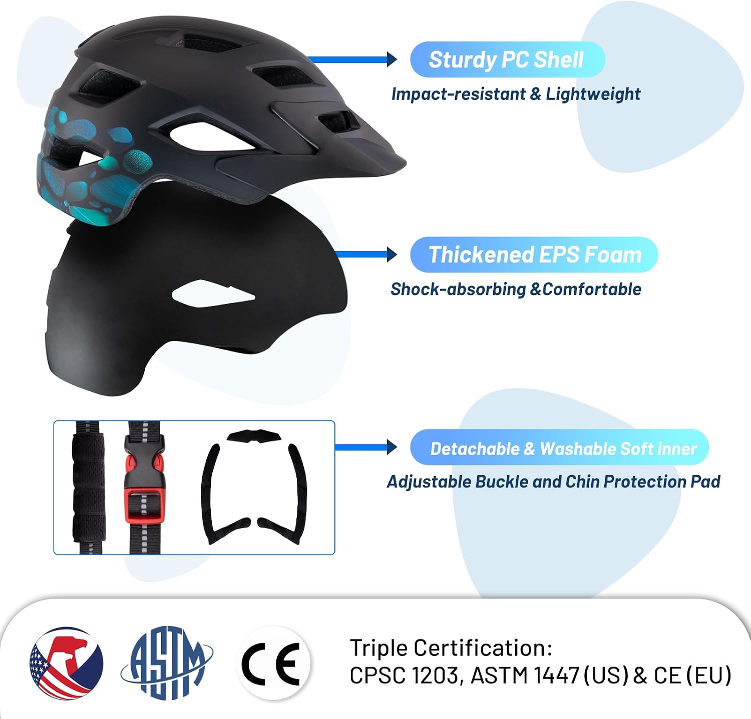 Kids Helmet, SIFVO Kids Bike Helmet Boys and Girls Bike Helmet with Cool Visor Helmet for Kids 5-14