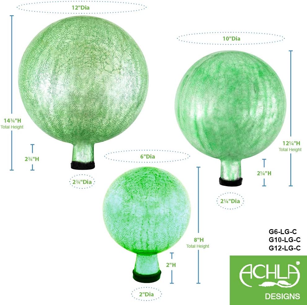 Achla Designs G10-FG-C Gazing, Fern Green 10 inch Glass Garden Globe Ball Sphere, 10
