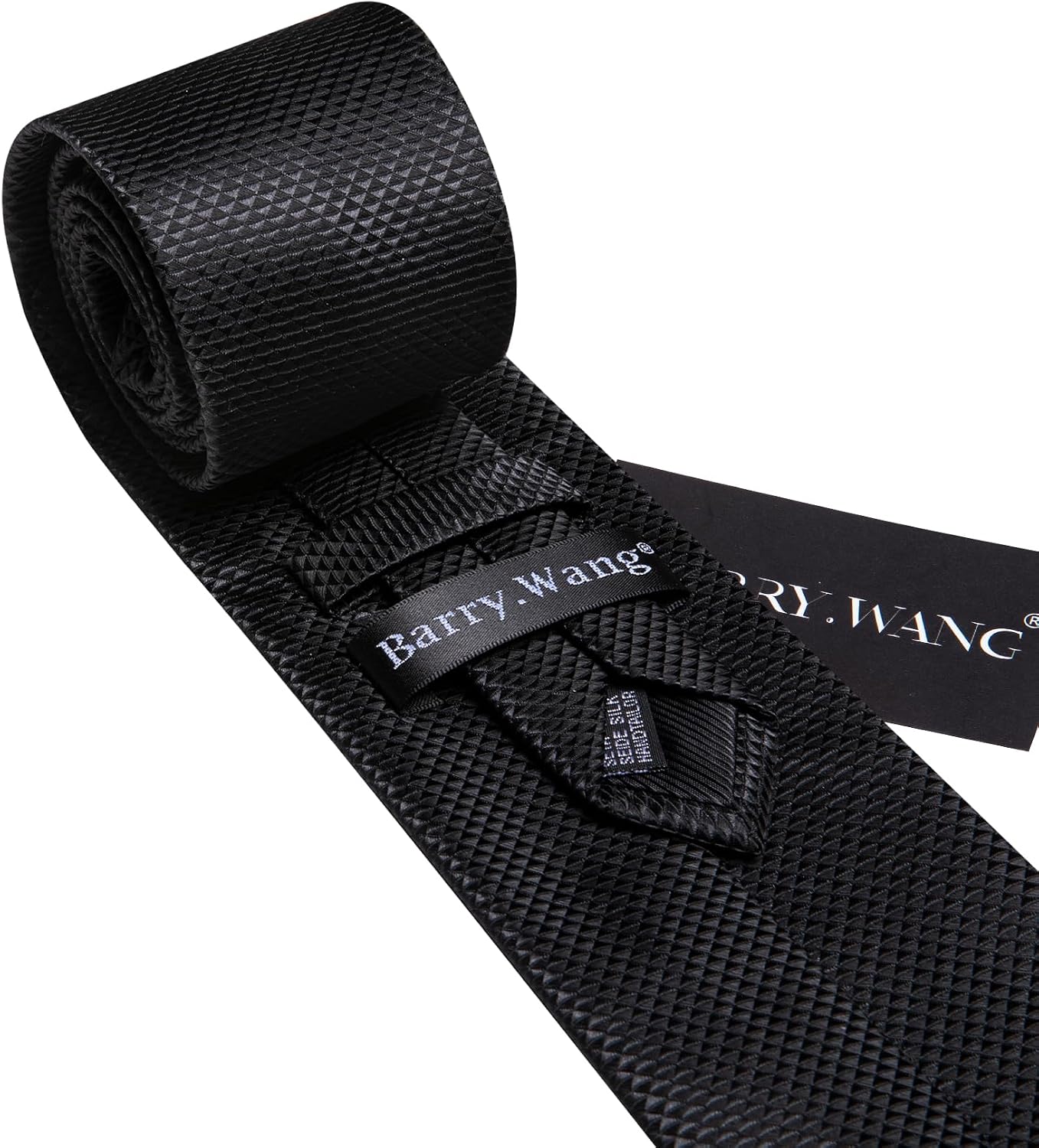 Barry.Wang Plaid Ties for Men Silk Necktie Handkerchief Cuff Links Set