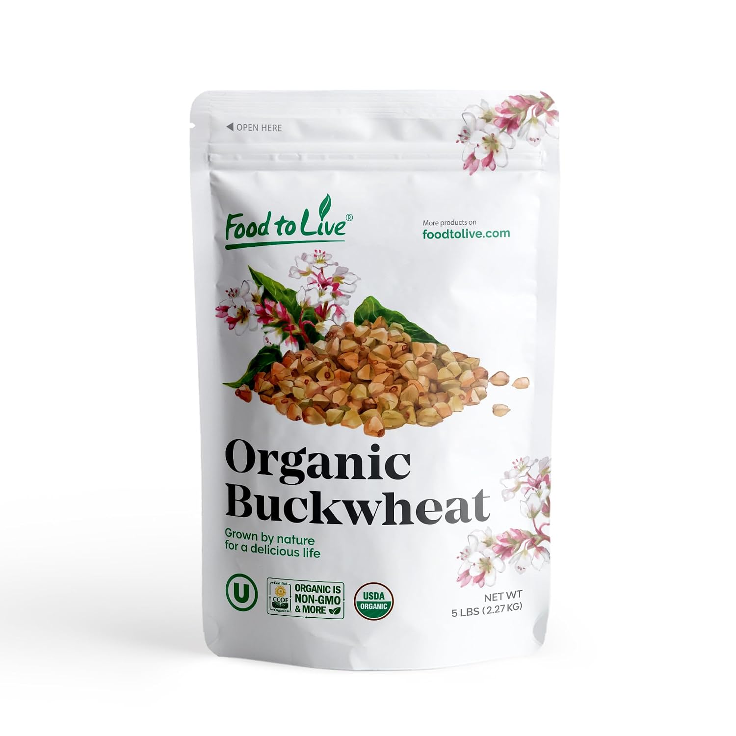 Food to Live Organic Buckwheat Groats, 15 Pounds – Whole Grain Buckwheat Seeds by Food to Live. Hulled, Non-GMO, Kosher, Raw, Vegan, Sirtfood. Bulk Cereal Grain