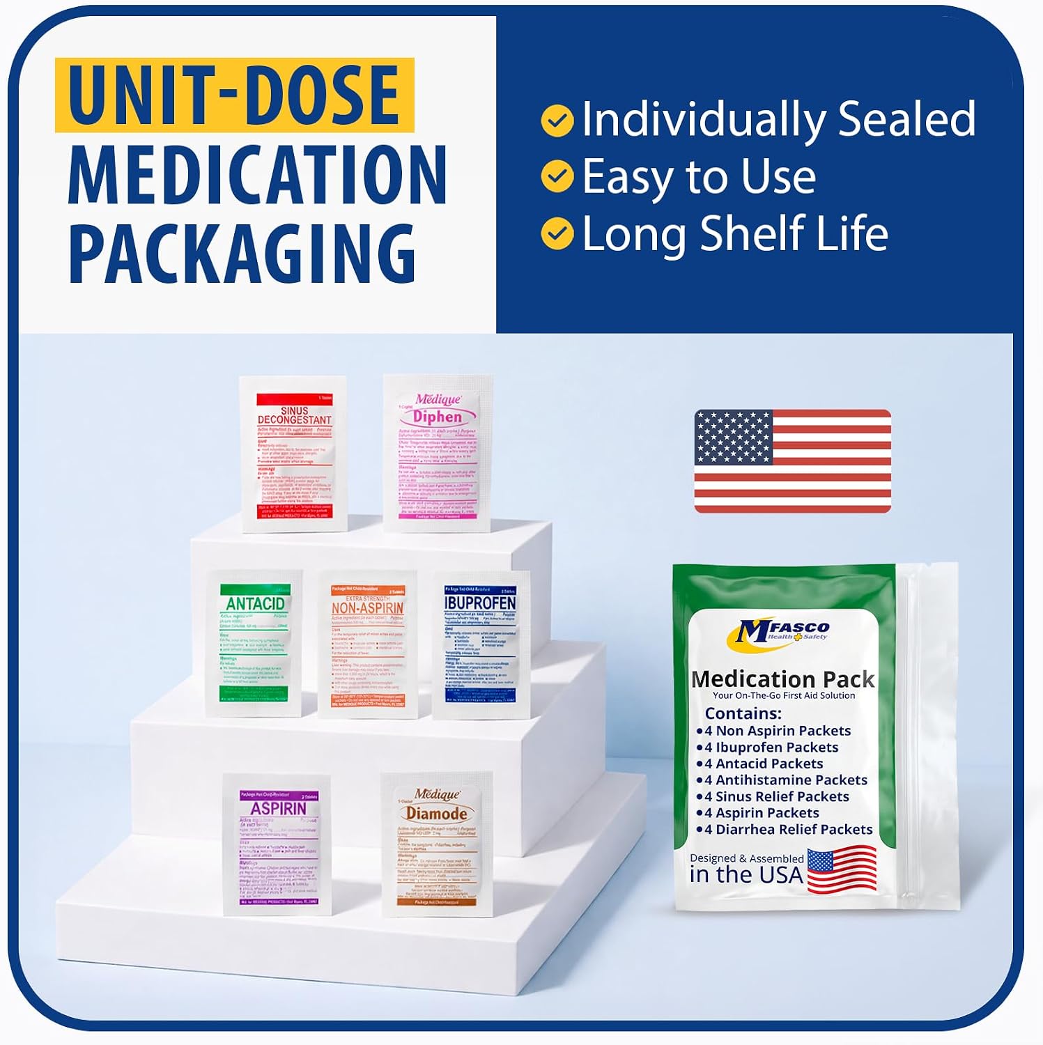 MFASCO Antiseptic Wound Care Travel Pack | 39 Piece First Aid Kit Refill | BZK, Antiseptic Wipes, Sting Relief, Wound Ointment | Essential First Aid Supplies | Refill Personal First Aid Kits