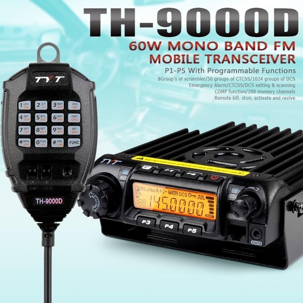 Tyt Th-9000d Vhf Mono Band Mobile Transceiver 65 Watt 200 Channel 8 Group Scrambler Car Truck Amateur Radio | 65 Watt 200 Channels 8 Group Scrambler