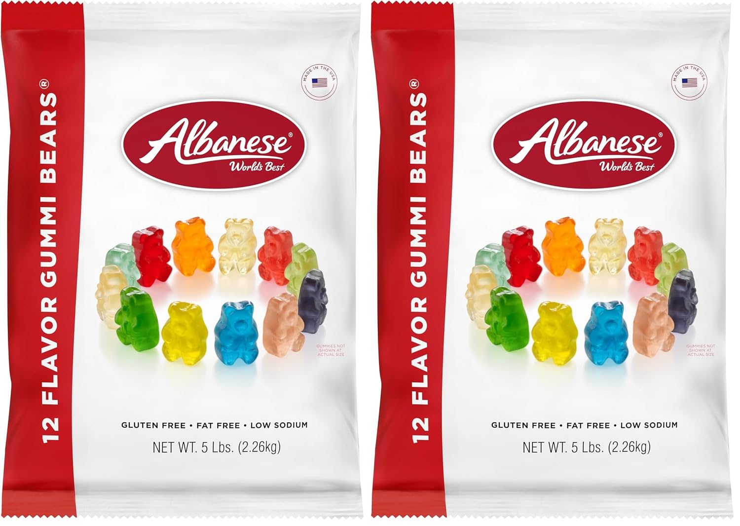 Albanese World's Best 12 Flavor Gummi Bears | 5lbs of Fruit Bulk Candy | Soft and Chewy Gummies, Gluten Free, Fat Free | Cherry, Blue Raspberry, Mango and More | Great Snack for Travel and Kids