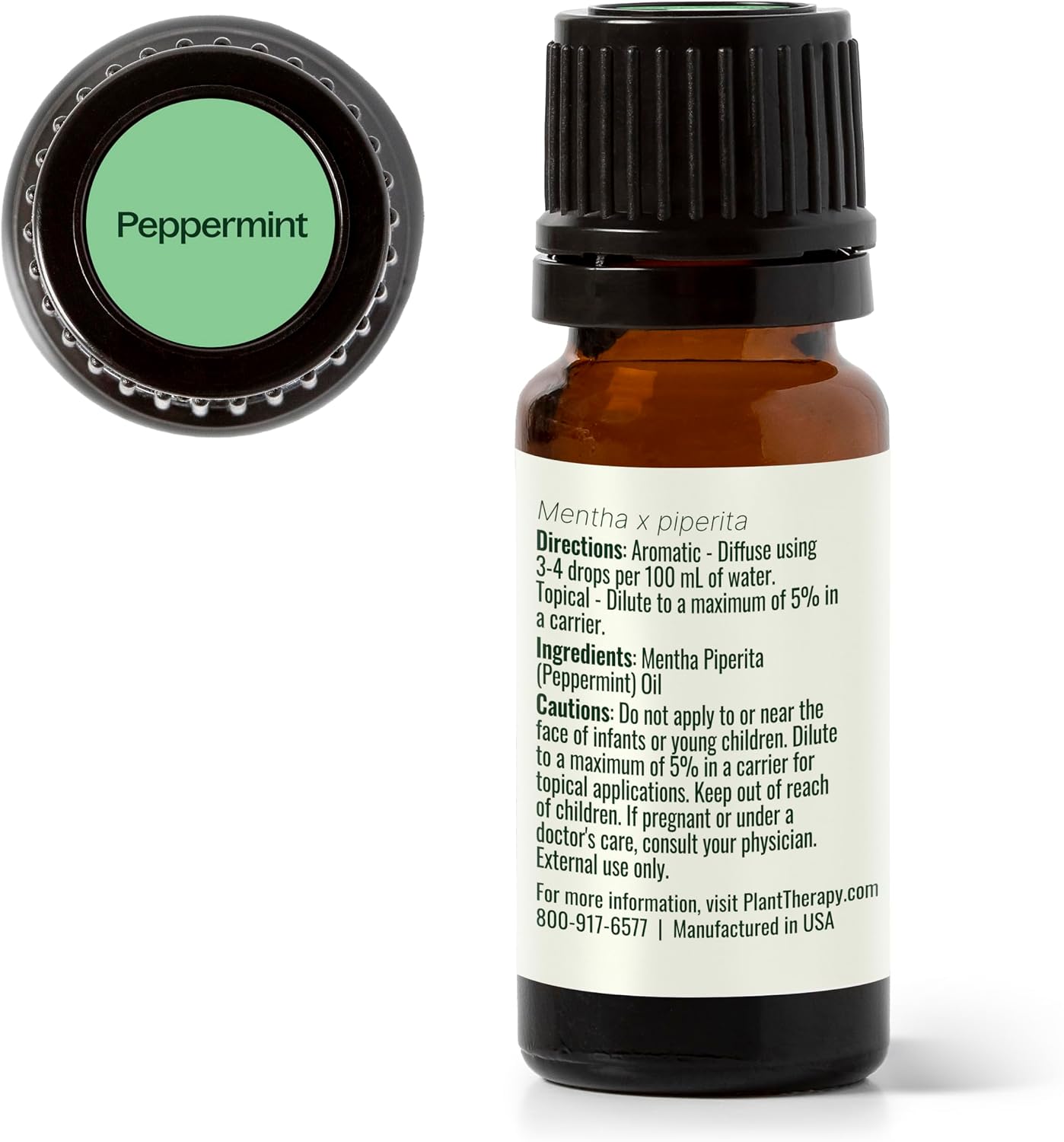 Plant Therapy Peppermint Essential Oil 10 mL (1/3 oz) Natural Aromatherapy | Pure, Undiluted for Diffuser & Topical Use, Relaxation, Digestion