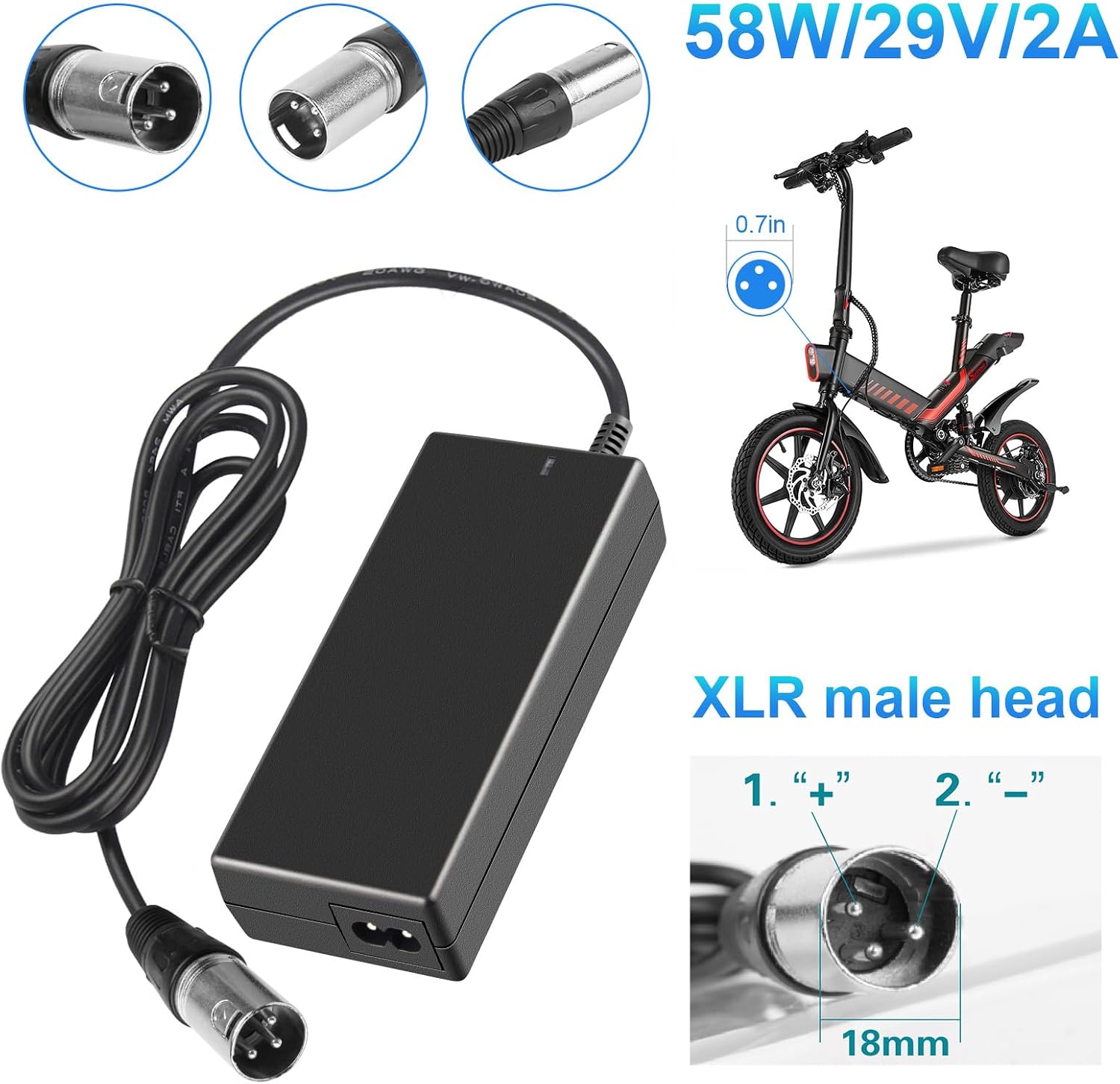 29V 2A for 24V 2A Scooter Battery Charger for Golden Buzzaround Lite, Jazzy Power Chair, Pride Hoveround Mobility, Schwinn S300 S350 S400 S500 S650