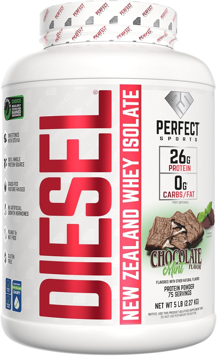 PERFECT SPORTS Diesel Whey Protein Isolate, Milk Chocolate, 2 lb