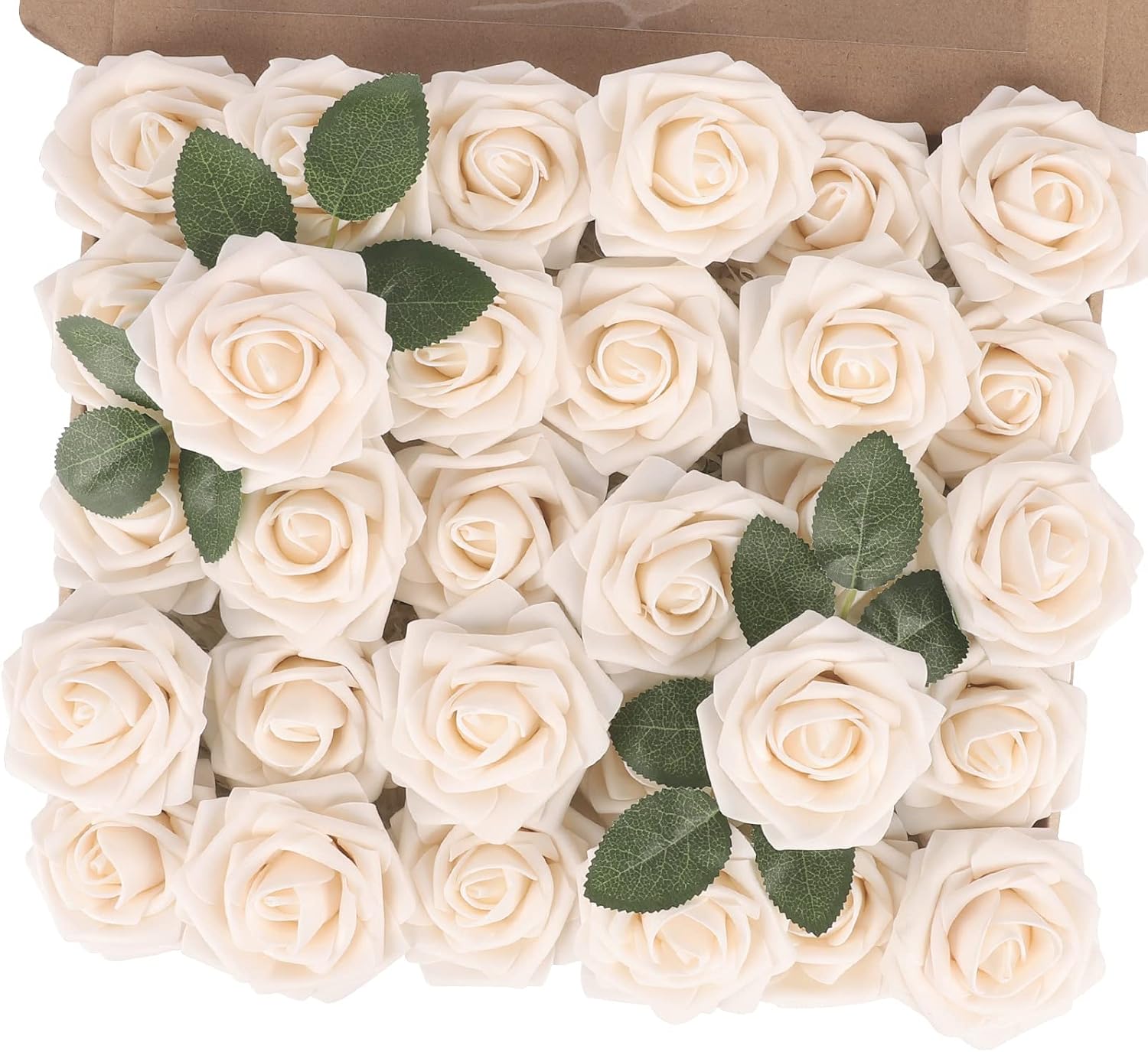 30PCS Yellow Artificial Flowers, Real Touch Fake Roses for Fall Decorations